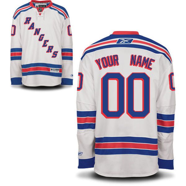 Reebok New York Rangers Men Premier Away Custom NHL Jersey - White->->Custom Jersey